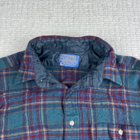 Vtg Pendleton Shirt Mens Large Plaid Wool Flannel USA Elbow Pads Wool Read* - Picture 2 of 16